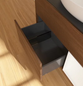 Тумба под раковину Villeroy & Boch Finion 100х50,1 см с подсветкой МДФ шпон грецкого ореха/стекло черное матовое FA22MTGN