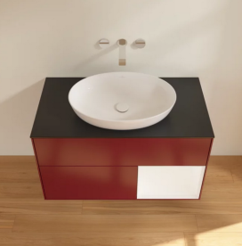 Тумба под раковину Villeroy & Boch Finion 100х50,1 см с подсветкой МДФ пион матовый лак/стекло черное матовое FA22MTHB