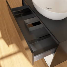 Тумба под раковину Villeroy & Boch Finion 100х50,1 см с подсветкой МДФ черный матовый лак/стекло черное матовое FA22MTPD