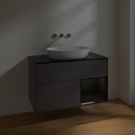 Тумба под раковину Villeroy & Boch Finion 100х50,1 см с подсветкой МДФ антрацит матовый лак/стекло черное матовое FA22PDGK