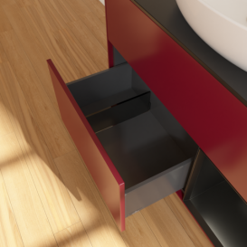 Тумба под раковину Villeroy & Boch Finion 100х50,1 см с подсветкой МДФ пион матовый лак/стекло черное матовое FA22PDHB