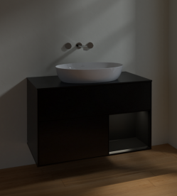 Тумба под раковину Villeroy & Boch Finion 100х50,1 см с подсветкой МДФ черный матовый лак/стекло черное матовое FA22PDPD