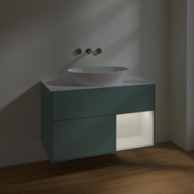 Тумба под раковину Villeroy & Boch Finion 100х50,1 см с подсветкой МДФ оливковый матовый лак/стекло белое матовое FA21GFGM
