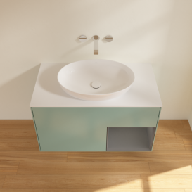 Тумба под раковину Villeroy & Boch Finion 100х50,1 см с подсветкой МДФ оливковый матовый лак/стекло белое матовое FA21GKGM