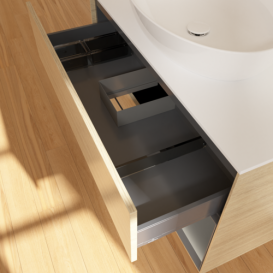 Тумба под раковину Villeroy & Boch Finion 100х50,1 см с подсветкой МДФ шпон дуба/стекло белое матовое FA21GKPC