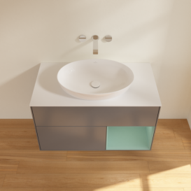 Тумба под раковину Villeroy & Boch Finion 100х50,1 см с подсветкой МДФ антрацит матовый лак/стекло белое матовое FA21GMGK