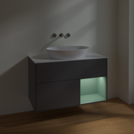 Тумба под раковину Villeroy & Boch Finion 100х50,1 см с подсветкой МДФ антрацит матовый лак/стекло белое матовое FA21GMGK