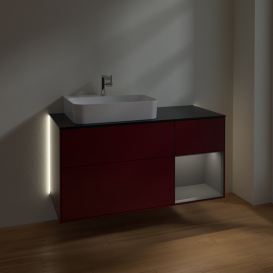 Тумба под раковину Villeroy & Boch Finion 120х50,1 см с подсветкой МДФ пион матовый лак/стекло черное матовое G152GKHB