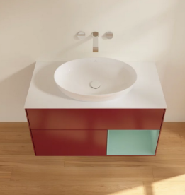 Тумба под раковину Villeroy & Boch Finion 100х50,1 см с подсветкой МДФ пион матовый лак/стекло белое матовое FA21GMHB