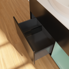 Тумба под раковину Villeroy & Boch Finion 100х50,1 см с подсветкой МДФ черный матовый лак/стекло белое матовое FA21GMPD