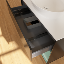 Тумба под раковину Villeroy & Boch Finion 100х50,1 см с подсветкой МДФ черный матовый лак/стекло белое матовое FA21GMPD