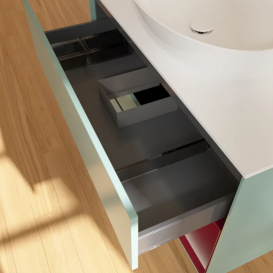 Тумба під раковину Villeroy & Boch Finion 100х50,1 см із підсвічуванням МДФ оливковий матовий лак/скло біле матове FA21HBGM