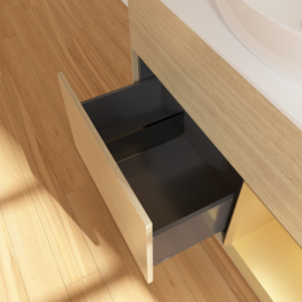 Тумба под раковину Villeroy & Boch Finion 100х50,1 см с подсветкой МДФ шпон дуба/стекло белое матовое FA21HFPC