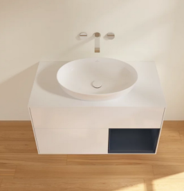 Тумба под раковину Villeroy & Boch Finion 100х50,1 см с подсветкой МДФ глянцевый белый лак/стекло белое матовое FA21HGGF