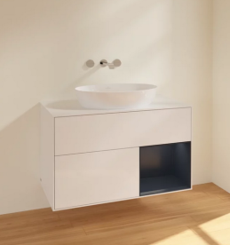 Тумба под раковину Villeroy & Boch Finion 100х50,1 см с подсветкой МДФ глянцевый белый лак/стекло белое матовое FA21HGGF