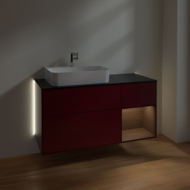 Тумба под раковину Villeroy & Boch Finion 120х50,1 см с подсветкой МДФ пион матовый лак/стекло черное матовое G152GNHB