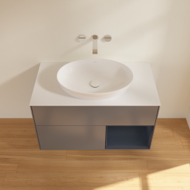 Тумба под раковину Villeroy & Boch Finion 100х50,1 см с подсветкой МДФ антрацит матовый лак/стекло белое матовое FA21HGGK