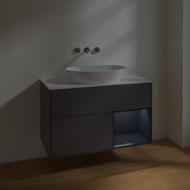 Тумба под раковину Villeroy & Boch Finion 100х50,1 см с подсветкой МДФ антрацит матовый лак/стекло белое матовое FA21HGGK