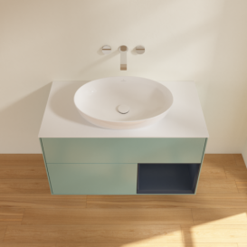 Тумба под раковину Villeroy & Boch Finion 100х50,1 см с подсветкой МДФ оливковый матовый лак/стекло белое матовое FA21HGGM