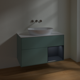 Тумба под раковину Villeroy & Boch Finion 100х50,1 см с подсветкой МДФ оливковый матовый лак/стекло белое матовое FA21HGGM