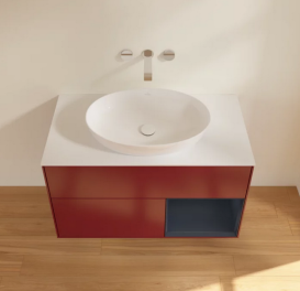 Тумба под раковину Villeroy & Boch Finion 100х50,1 см с подсветкой МДФ пион матовый лак/стекло белое матовое FA21HGHB