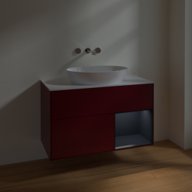 Тумба під раковину Villeroy & Boch Finion 100х50,1 см з підсвічуванням МДФ півонія матовий лак/скло біле матове FA21HGHB