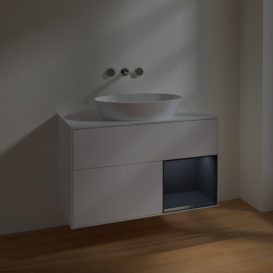 Тумба под раковину Villeroy & Boch Finion 100х50,1 см с подсветкой МДФ белый матовый лак/стекло белое матовое FA21HGMT