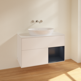 Тумба под раковину Villeroy & Boch Finion 100х50,1 см с подсветкой МДФ белый матовый лак/стекло белое матовое FA21HGMT