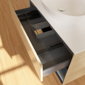 Тумба под раковину Villeroy & Boch Finion 100х50,1 см с подсветкой МДФ шпон дуба/стекло белое матовое FA21HGPC