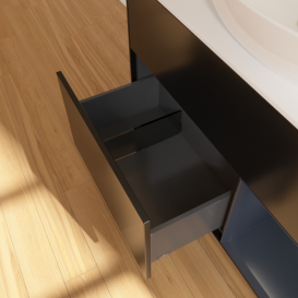 Тумба под раковину Villeroy & Boch Finion 100х50,1 см с подсветкой МДФ черный матовый лак/стекло белое матовое FA21HGPD