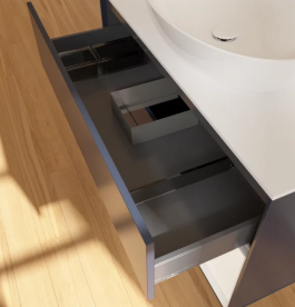 Тумба під раковину Villeroy & Boch Finion 100х50,1 см із підсвічуванням МДФ темно-синій матовий лак/скло біле матове FA21MTHG