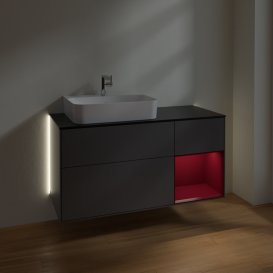 Тумба под раковину Villeroy & Boch Finion 120х50,1 см с подсветкой МДФ антрацит матовый лак/стекло черное матовое G152HBGK