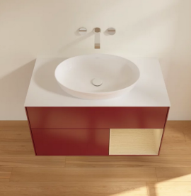 Тумба под раковину Villeroy & Boch Finion 100х50,1 см с подсветкой МДФ пион матовый лак/стекло белое матовое FA21PCHB