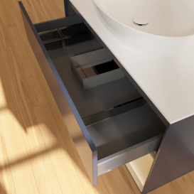 Тумба под раковину Villeroy & Boch Finion 100х50,1 см с подсветкой МДФ темно-синий матовый лак/стекло белое матовое FA21PCHG