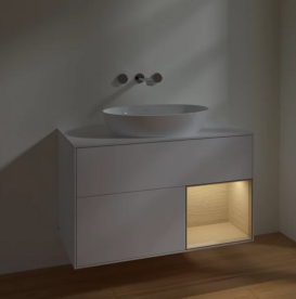 Тумба под раковину Villeroy & Boch Finion 100х50,1 см с подсветкой МДФ белый матовый лак/стекло белое матовое FA21PCMT