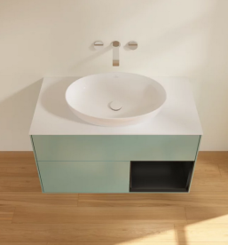 Тумба под раковину Villeroy & Boch Finion 100х50,1 см с подсветкой МДФ оливковый матовый лак/стекло белое матовое FA21PDGM