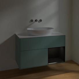 Тумба под раковину Villeroy & Boch Finion 100х50,1 см с подсветкой МДФ оливковый матовый лак/стекло белое матовое FA21PDGM