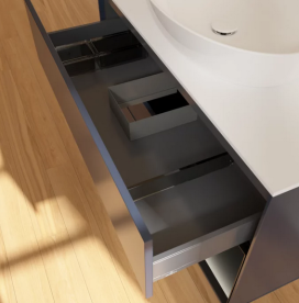 Тумба под раковину Villeroy & Boch Finion 100х50,1 см с подсветкой МДФ темно-синий матовый лак/стекло белое матовое FA21PDHG