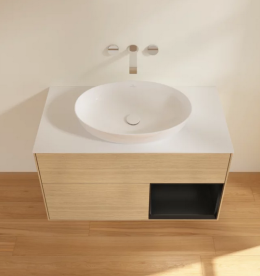 Тумба под раковину Villeroy & Boch Finion 100х50,1 см с подсветкой МДФ шпон дуба/стекло белое матовое FA21PDPC