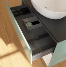 Тумба под раковину Villeroy & Boch Finion 100х50,1 см с подсветкой МДФ оливковый матовый лак/стекло черное матовое FA22GFGM