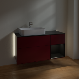 Тумба под раковину Villeroy & Boch Finion 120х50,1 см с подсветкой МДФ пион матовый лак/стекло черное матовое G152PDHB