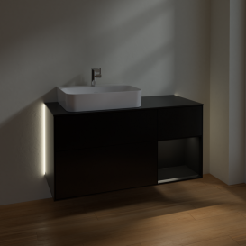Тумба под раковину Villeroy & Boch Finion 120х50,1 см с подсветкой МДФ черный матовый лак/стекло черное матовое G152PDPD
