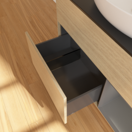 Тумба под раковину Villeroy & Boch Finion 100х50,1 см с подсветкой МДФ шпон дуба/стекло черное матовое FA22GKPC