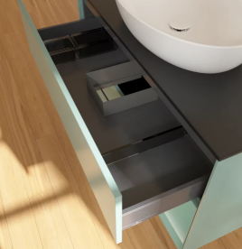 Тумба под раковину Villeroy & Boch Finion 100х50,1 см с подсветкой МДФ оливковый матовый лак/стекло черное матовое FA22GMGM