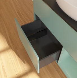 Тумба под раковину Villeroy & Boch Finion 100х50,1 см с подсветкой МДФ оливковый матовый лак/стекло черное матовое FA22GMGM