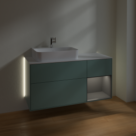 Тумба под раковину Villeroy & Boch Finion 120х50,1 см с подсветкой МДФ оливковый матовый лак/стекло белое матовое G151GKGM