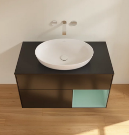 Тумба под раковину Villeroy & Boch Finion 100х50,1 см с подсветкой МДФ черный матовый лак/стекло черное матовое FA22GMPD