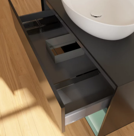 Тумба под раковину Villeroy & Boch Finion 100х50,1 см с подсветкой МДФ черный матовый лак/стекло черное матовое FA22GMPD