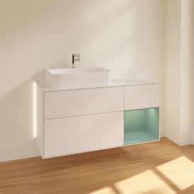 Тумба под раковину Villeroy & Boch Finion 120х50,1 см с подсветкой МДФ глянцевый белый лак/стекло белое матовое G151GMGF