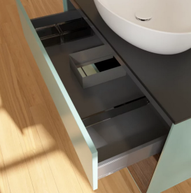 Тумба под раковину Villeroy & Boch Finion 100х50,1 см с подсветкой МДФ оливковый матовый лак/стекло черное матовое FA22GNGM